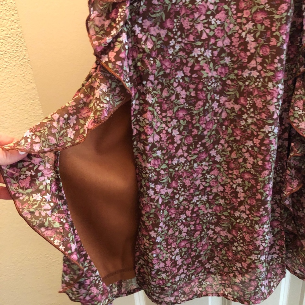 Brown Floral Midi Dress - Picture 7 of 8